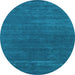 Round Abstract Light Blue Contemporary Rug, con2355lblu