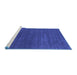 Sideview of Machine Washable Abstract Blue Contemporary Rug, wshcon2355blu