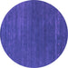 Round Abstract Purple Contemporary Rug, con2355pur