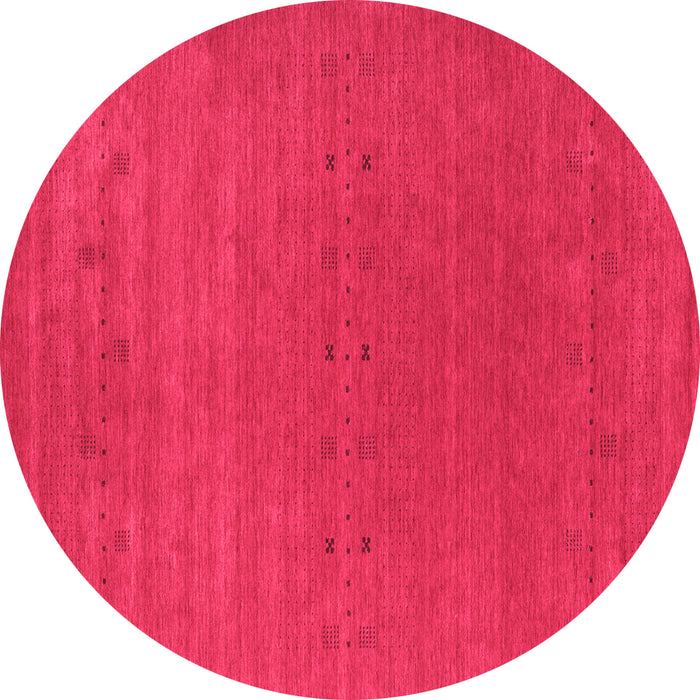 Round Machine Washable Abstract Pink Contemporary Rug, wshcon2356pnk