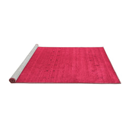 Sideview of Machine Washable Abstract Pink Contemporary Rug, wshcon2356pnk