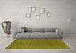 Machine Washable Abstract Green Contemporary Area Rugs in a Living Room,, wshcon2356grn