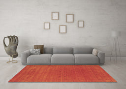 Machine Washable Abstract Brown Contemporary Rug in a Living Room,, wshcon2356brn
