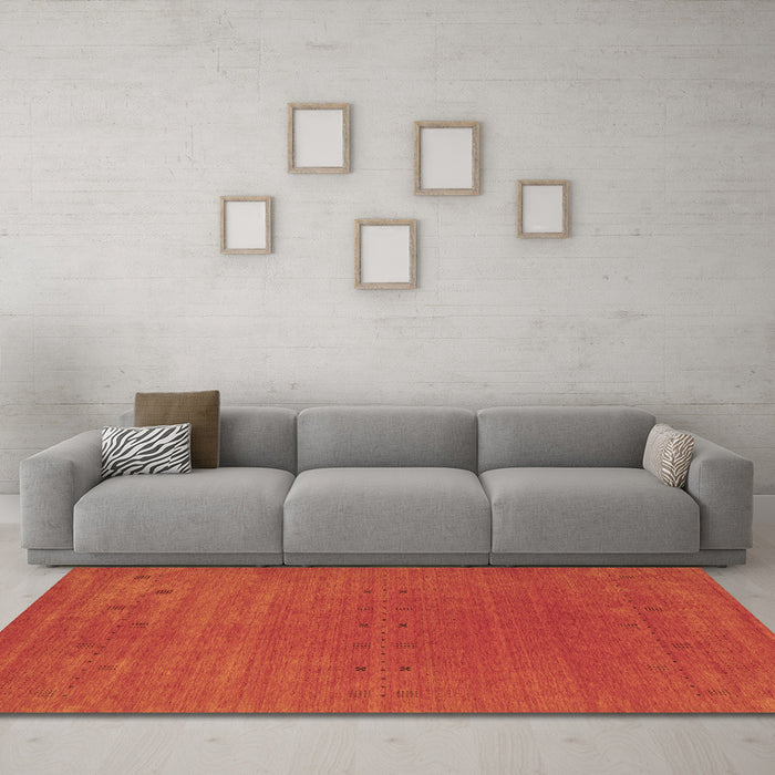 Machine Washable Abstract Brown Contemporary Rug in a Living Room,, wshcon2356brn