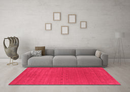 Machine Washable Abstract Pink Contemporary Rug in a Living Room, wshcon2356pnk