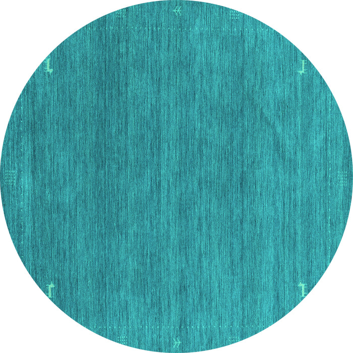 Round Machine Washable Abstract Turquoise Contemporary Area Rugs, wshcon2358turq