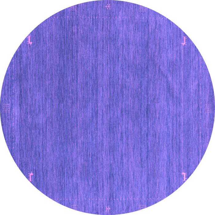 Round Machine Washable Abstract Purple Contemporary Area Rugs, wshcon2358pur