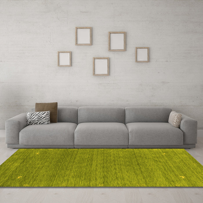 Machine Washable Abstract Yellow Contemporary Rug in a Living Room, wshcon2358yw