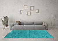 Machine Washable Abstract Turquoise Contemporary Rug, wshcon2358turq