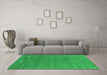 Machine Washable Abstract Green Contemporary Area Rugs in a Living Room,, wshcon2358grn