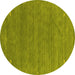 Round Abstract Yellow Contemporary Rug, con2358yw