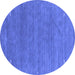 Round Abstract Blue Contemporary Rug, con2358blu