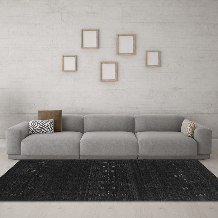 Machine Washable Abstract Gray Contemporary Rug in a Living Room,, wshcon2359gry
