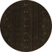 Round Abstract Brown Contemporary Rug, con2359brn