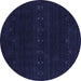 Round Machine Washable Abstract Blue Contemporary Rug, wshcon2359blu