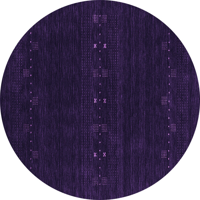 Round Machine Washable Abstract Purple Contemporary Area Rugs, wshcon2359pur