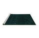 Sideview of Machine Washable Abstract Turquoise Contemporary Area Rugs, wshcon2359turq