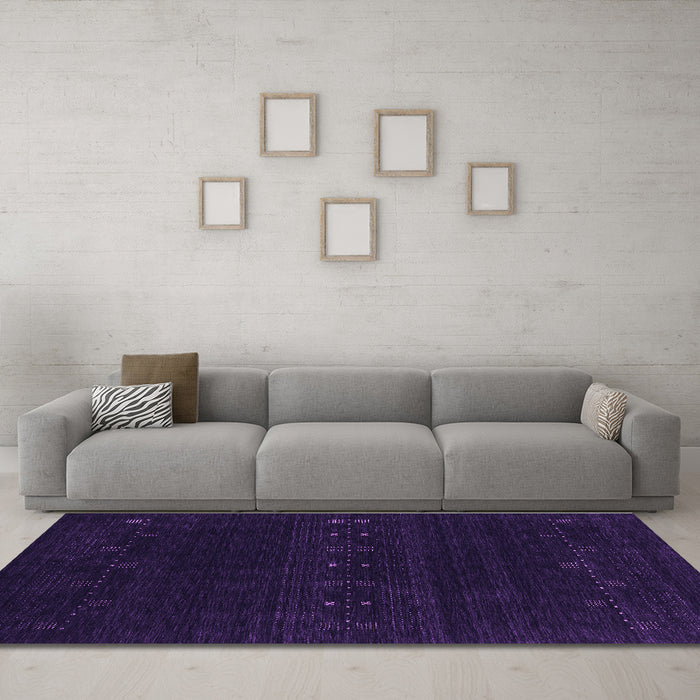 Machine Washable Abstract Purple Contemporary Area Rugs in a Living Room, wshcon2359pur