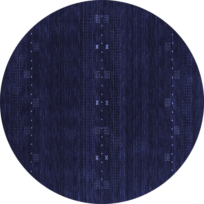 Round Abstract Blue Contemporary Rug, con2359blu