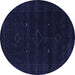 Round Abstract Blue Contemporary Rug, con2360blu