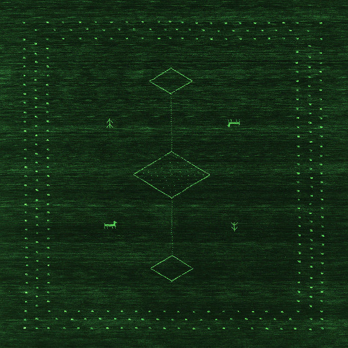 Round Machine Washable Abstract Green Contemporary Area Rugs, wshcon2360grn