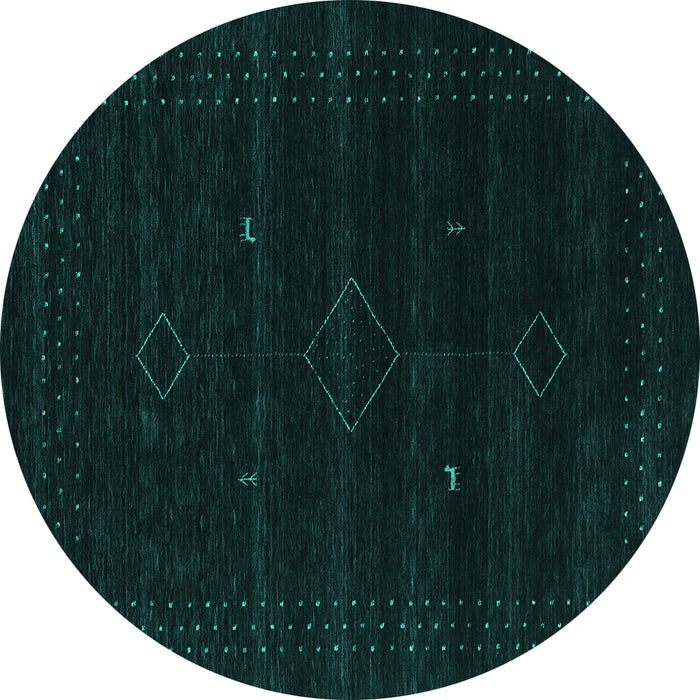 Round Abstract Turquoise Contemporary Rug, con2360turq