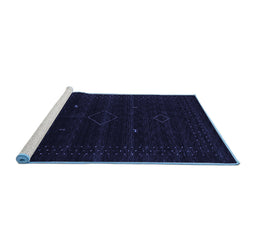 Sideview of Machine Washable Abstract Blue Contemporary Rug, wshcon2360blu