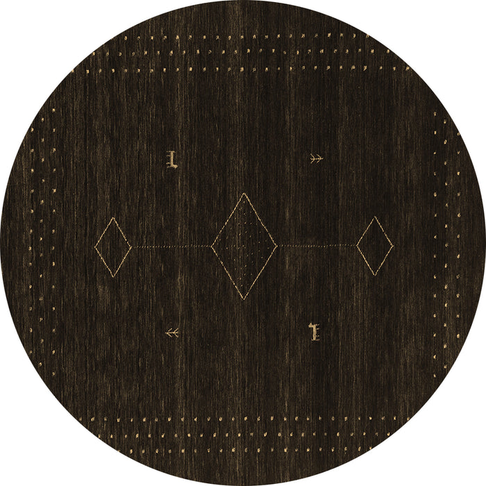 Round Abstract Brown Contemporary Rug, con2360brn