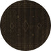 Round Abstract Brown Contemporary Rug, con2360brn