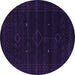 Round Machine Washable Abstract Purple Contemporary Area Rugs, wshcon2360pur