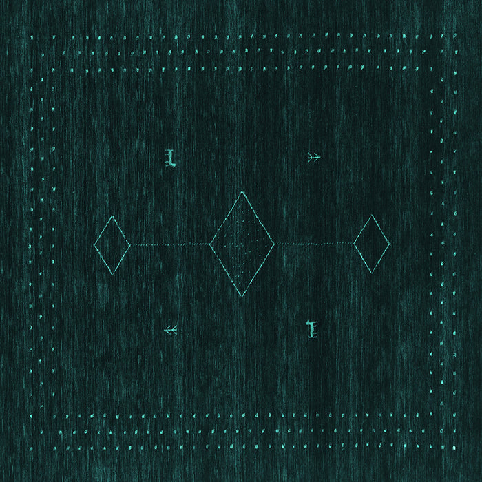 Square Abstract Turquoise Contemporary Rug, con2360turq