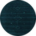 Round Abstract Light Blue Contemporary Rug, con2360lblu