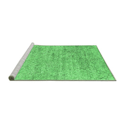 Sideview of Machine Washable Abstract Emerald Green Contemporary Area Rugs, wshcon2361emgrn