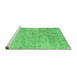 Sideview of Machine Washable Abstract Emerald Green Contemporary Area Rugs, wshcon2361emgrn