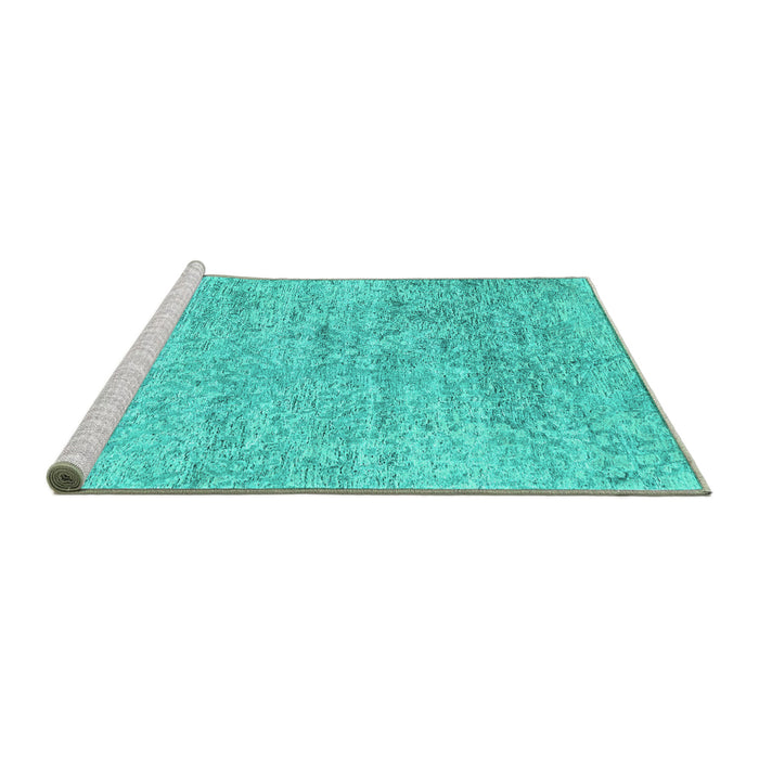 Sideview of Machine Washable Abstract Turquoise Contemporary Area Rugs, wshcon2361turq