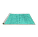 Sideview of Machine Washable Abstract Turquoise Contemporary Area Rugs, wshcon2361turq