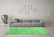 Machine Washable Abstract Emerald Green Contemporary Area Rugs in a Living Room,, wshcon2361emgrn