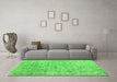Machine Washable Abstract Green Contemporary Area Rugs in a Living Room,, wshcon2361grn