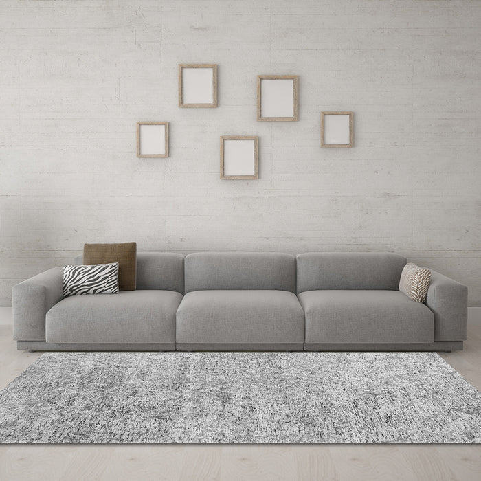 Machine Washable Abstract Gray Contemporary Rug in a Living Room,, wshcon2361gry