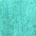 Square Machine Washable Abstract Turquoise Contemporary Area Rugs, wshcon2361turq