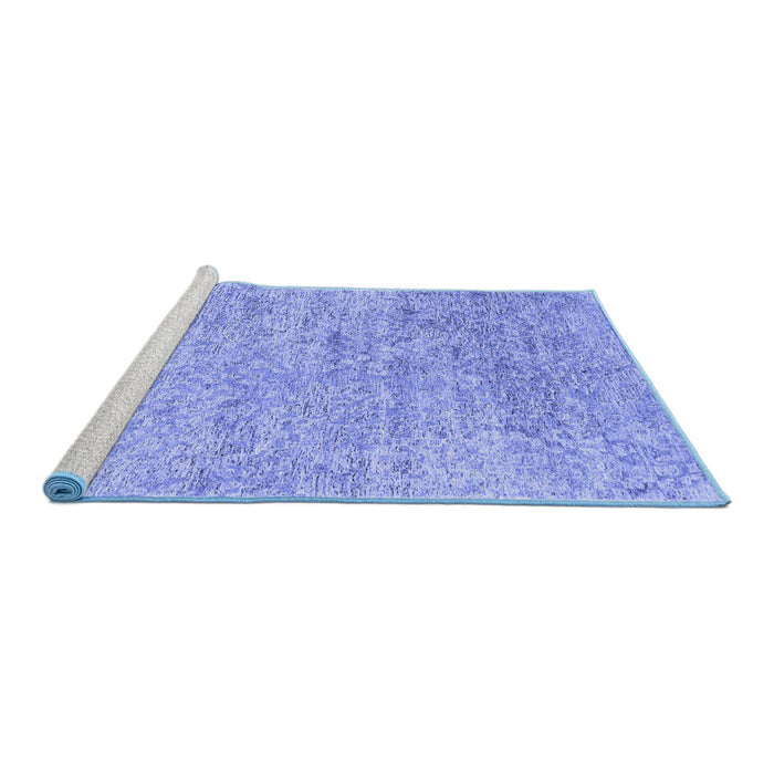 Sideview of Machine Washable Abstract Blue Contemporary Rug, wshcon2361blu