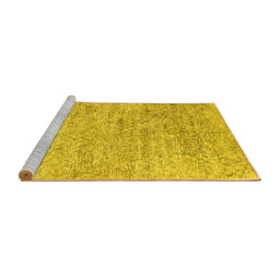 Sideview of Machine Washable Abstract Yellow Contemporary Rug, wshcon2361yw