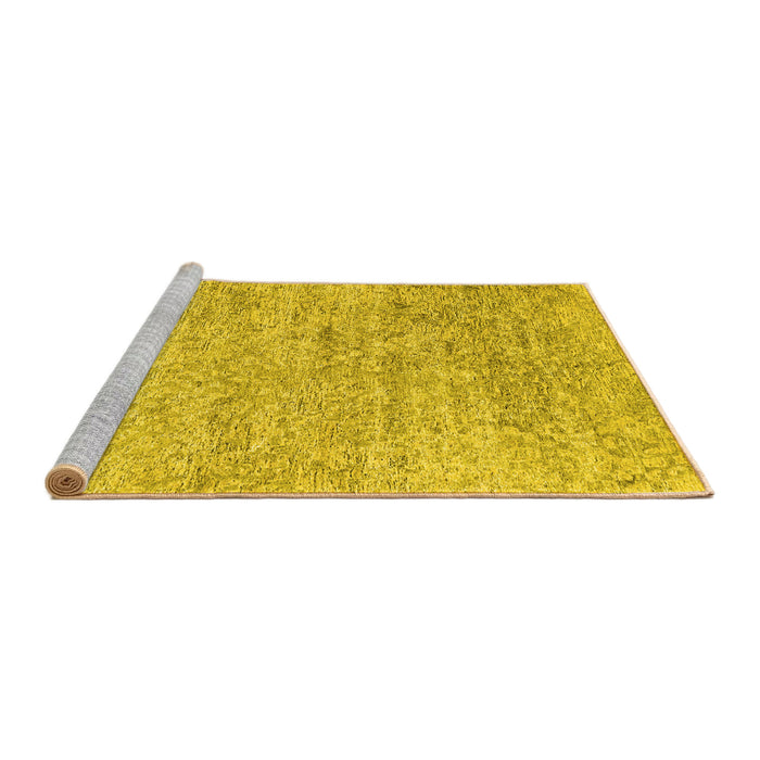 Sideview of Machine Washable Abstract Yellow Contemporary Rug, wshcon2361yw