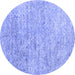 Round Abstract Blue Contemporary Rug, con2361blu