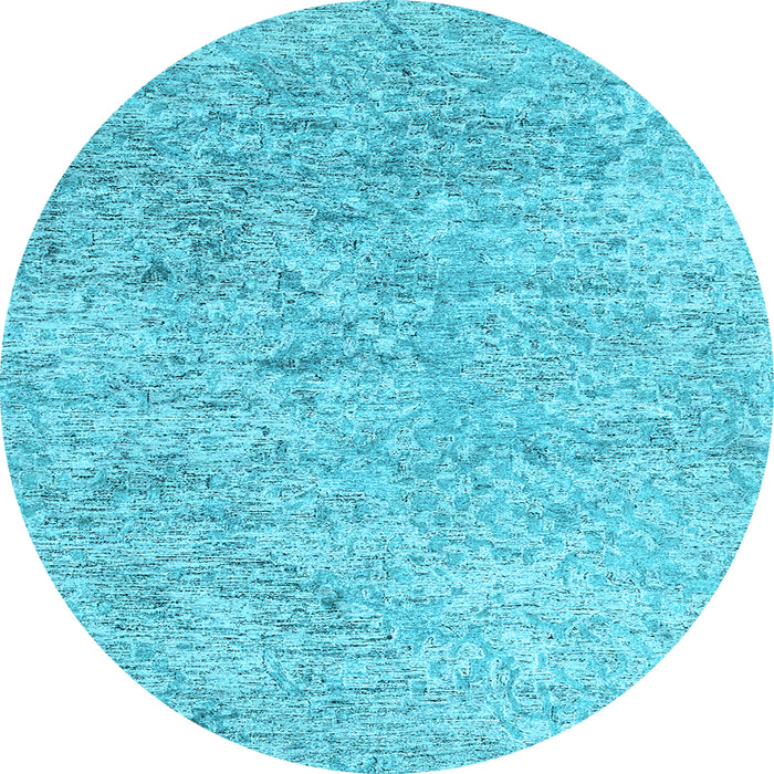 Round Machine Washable Abstract Light Blue Contemporary Rug, wshcon2361lblu