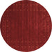 Round Machine Washable Abstract Brown Contemporary Rug, wshcon2362brn