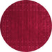 Round Abstract Pink Contemporary Rug, con2362pnk