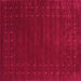 Square Machine Washable Abstract Pink Contemporary Rug, wshcon2362pnk