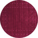 Round Machine Washable Abstract Purple Contemporary Area Rugs, wshcon2362pur