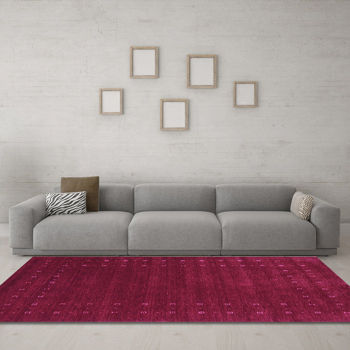 Machine Washable Abstract Purple Contemporary Area Rugs in a Living Room, wshcon2362pur